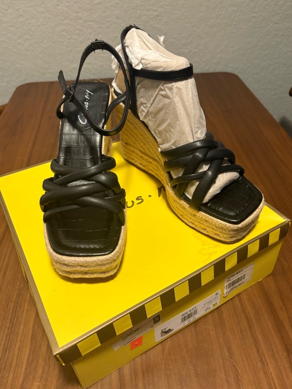 Circus By Sam Edelman Black Braided Espadrille Wedge Sandals